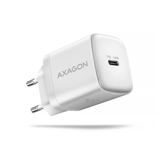 AXAGON ACU-PD20W, nabíječka do sítě 20W, 1x port USB-C, PD3.0/PPS/QC4+/AFC/Apple, bílá