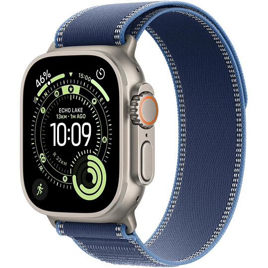 Apple Watch Ultra 3 GPS + Cellular 49mm Natural Titanium Case with Blue/Bright Blue Trail Loop - S/M Apple Watch Ultra 3 GPS + Cellular 49mm Natural Titanium Case with Blue/Bright Blue Trail Loop - S/M