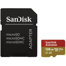 SanDisk micro SDXC karta 128GB Extreme Action Cams and Drones (190 MB/s Class 10, UHS-I U3 V30) + adaptér