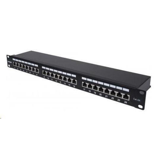 Intellinet Patch panel 24 port Cat6A, stíněný FTP, černý