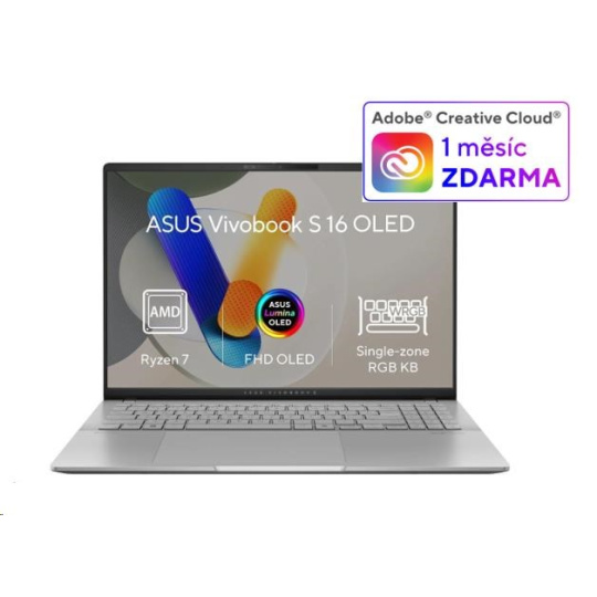 ASUS NTB Vivobook S16 OLED (M5606KA-OLED063W), Ryzen AI 7 350, 16" 2880 x 1800, 24GB, 1TB SSD, Radeon, W11 Home, Silver