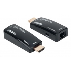 MANHATTAN HDMI Extender by Single Cat5e/6 up to 60m, Black, Retail Box