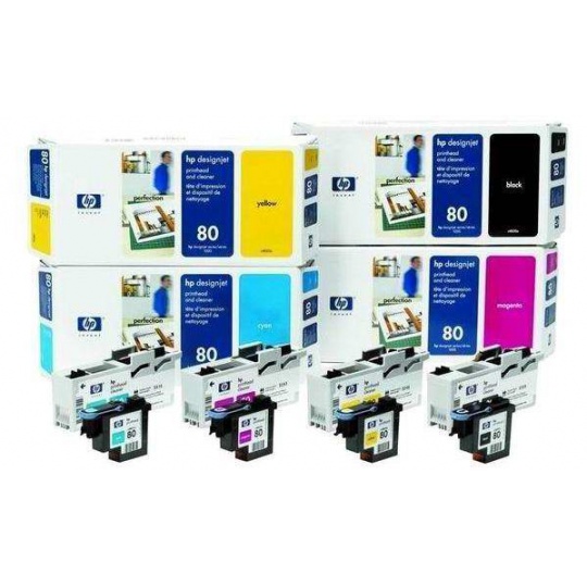 HP 80 Cyan Printhead + Printhead Cleaner, C4821A