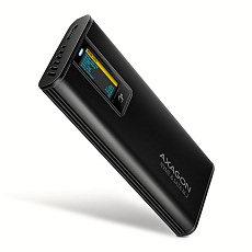 AXAGON EEM2-SD2B, USB-C 10Gbps externí box s displejem pro M.2 NVMe/SATA SSD, bezšroubkový, černý