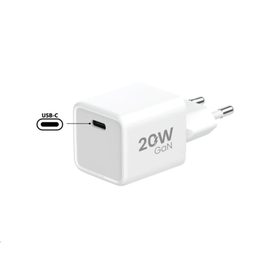 WG - Síťová nabíječka GaN 1x USB-C, PD 20W, 5V-9V-12V, černá