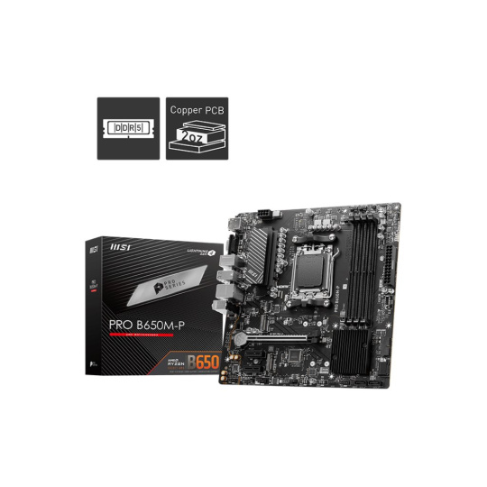 MSI MB Sc AM5 PRO B650M-P, AMD B650, 4xDDR5, 1xDP, 1xHDMI, 1xVGA, mATX