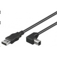 PREMIUMCORD Kabel USB 2.0 A-B propojovací 0.5m - zahnutý B konektor 90°