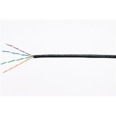 UTP kabel LYNX, Cat5E, drát, venkovní PE, černý, 305m