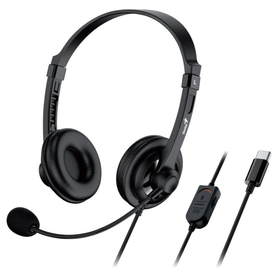 GENIUS sluchátka HS-230U, USB-C, černá