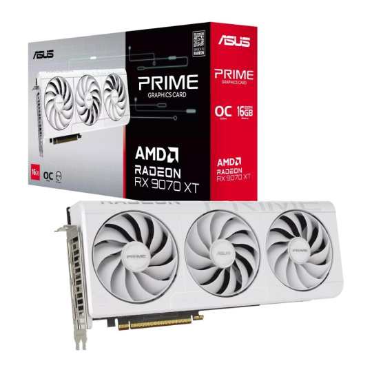 ASUS VGA AMD RADEON RX 9070 XT PRIME 16GB OC WHITE, RX 9070 XT, 16GB GDDR6, 3xDP, 1xHDMI ASUS VGA AMD RADEON RX 9070 XT PRIME 16GB OC WHITE, RX 9070 XT, 16GB GDDR6, 3xDP, 1xHDMI