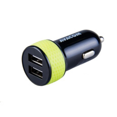 AVACOM nabíječka do auta se dvěma USB výstupy 5V/1A - 3,1A, černo-zelená barva AVACOM nabíječka do auta se dvěma USB výstupy 5V/1A - 3,1A, černo-zelená barva