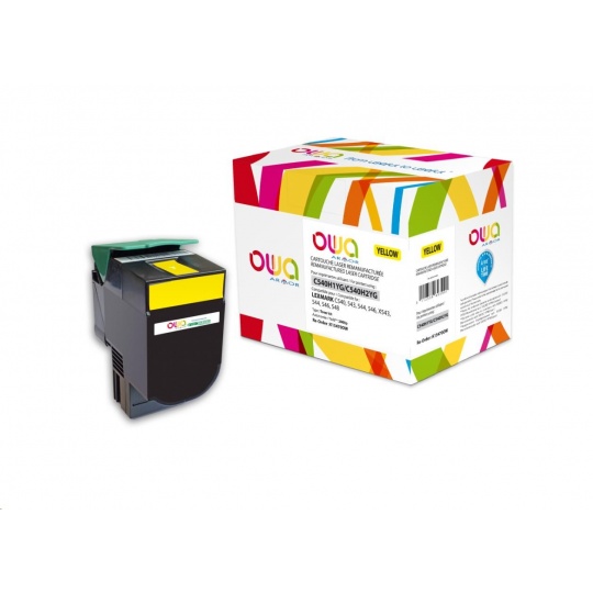 OWA Armor toner pro LEXMARK C540, 543, 544, 546, X543, X544, X546, X548, 2000 Stran, C540H1YG, žlutá/yellow