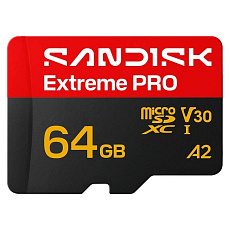 SanDisk micro SDXC Extreme PRO 64GB UHS-I U3 (200R/90W MB/s, UHS-I U3 V30) + adaptér