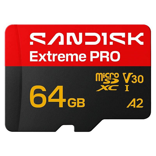 SanDisk micro SDXC Extreme PRO 64GB UHS-I U3 (200R/90W MB/s, UHS-I U3 V30) + adaptér