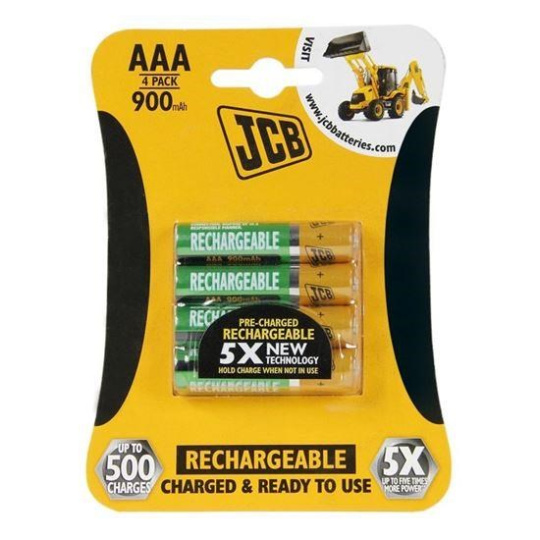 JCB RTU NiMH AAA/R03, 900mAh, přednabitá, blistr 4 ks