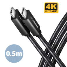 AXAGON BUCM32-CM05AB, SPEED+ kabel USB-C <-> USB-C, 0.5m, USB 20Gbps, PD 100W 5A, 4K HD, ALU, oplet, černý