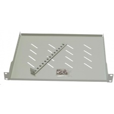 LEXI-Net 19" police s perforací 1U/650mm, nosnost 45kg, zadní nastavitelný úchyt, šedá