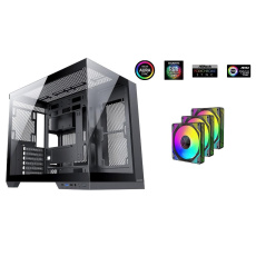 1stCOOL skříň DREAMER, Mid Tower, AU, USB 3.0, USB-C, 3x 120mm ARGB Fan, černá 1stCOOL skříň DREAMER, Mid Tower, AU, USB 3.0, USB-C, 3x 120mm ARGB Fan, černá