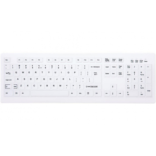 CHERRY klávesnice AK-C8100F-FU1-W/US, bezdrátová, USB, US, bílá, sanitarizovatelná