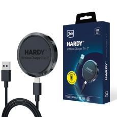 3mk bezdrátová nabíječka - HARDY Wireless Charger 2in1 s funkcí stojánku, 15w, černá