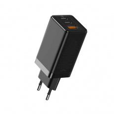 Baseus GaN rychlo nabíjecí EU adaptér USB-C + USB 65W + kabel USB-C do USB-C 100W 1m - Bazar - poškozený obal Baseus GaN rychlo nabíjecí EU adaptér USB-C + USB 65W + kabel USB-C do USB-C 100W 1m - Bazar - poškozený obal