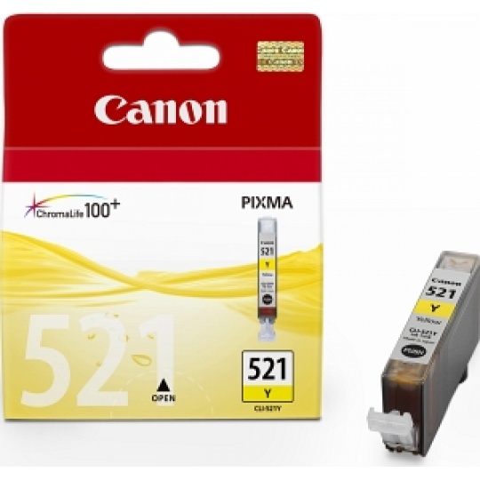 Canon CARTRIDGE CLI-521Y žlutá pro MP-980, PIXMA iP3600, iP4600,4700, MP540,550,560, MP620,630,640 (505 str.)