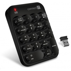 CONNECT IT bezdrátová numerická klávesnice NumCALC (+ 1x AAA baterie zdarma), černá CONNECT IT bezdrátová numerická klávesnice NumCALC (+ 1x AAA baterie zdarma), černá