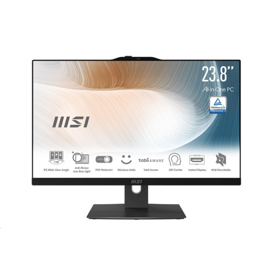 MSI PC AiO AM242TP (Modern AM242TP 1M-2021XEU), Core 5 120U, 23.8" FHD, Touch, 16GB, 512GB SSD, N/A, No OS, Black
