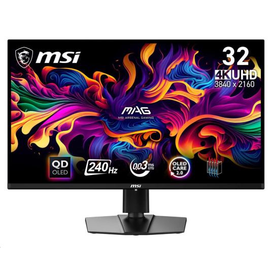 MSI LCD MAG 321UPX QD-OLED, 31,5" 3840x2160, 240Hz, 0,03ms, USB, DP, HDMI, Audio, VESA, Black MSI LCD MAG 321UPX QD-OLED, 31,5" 3840x2160, 240Hz, 0,03ms, USB, DP, HDMI, Audio, VESA, Black