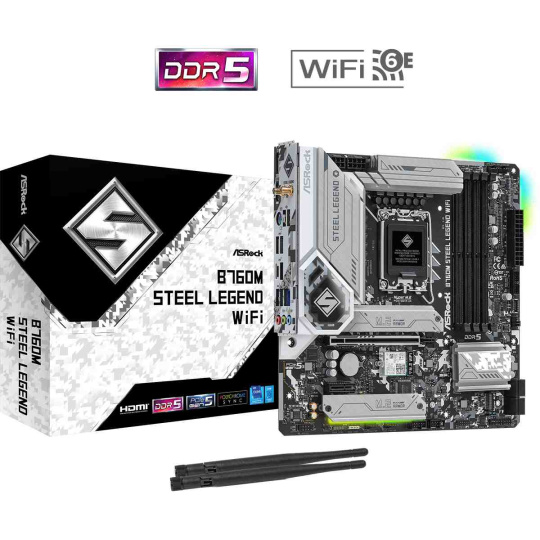 ASRock MB Sc LGA1700 B760M STEEL LEGEND WIFI, Intel B760, 4xDDR5, 1xDP, 1xHDMI, WI-FI, mATX