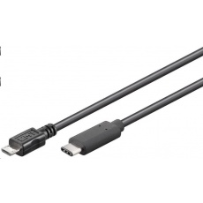 PremiumCord Kabel USB 3.1 konektor C/male - USB 2.0 Micro-B/male, černý, 0,6m