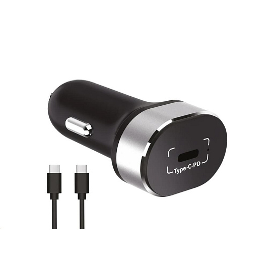 WG - Autonabíječka 1x USB-C, PD 20 W, + kabel Type-C na Type-C, černá