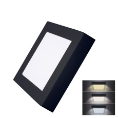 Solight LED mini panel CCT, přisazený, 12W, 900lm, 3000K, 4000K, 6000K, čtvercový, černá barva