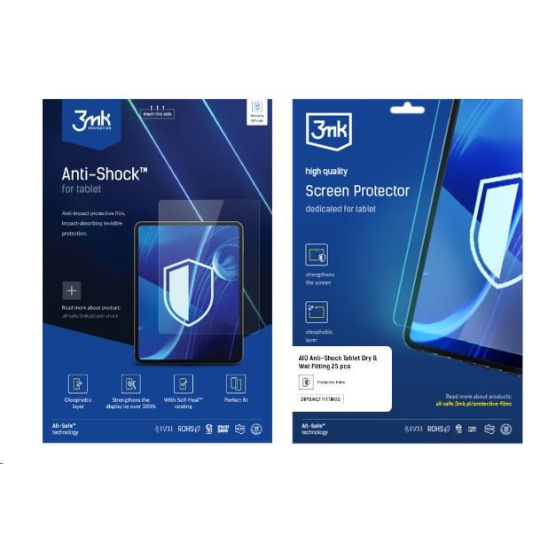 3mk All-Safe - AIO fólie Anti-Shock Tablet Dry & Wet Fitting, 25 ks