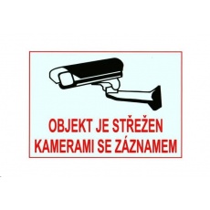 Bezpečnostní samolepka pro kamerové systémy, bílá, 140x100mm Bezpečnostní samolepka pro kamerové systémy, bílá, 140x100mm
