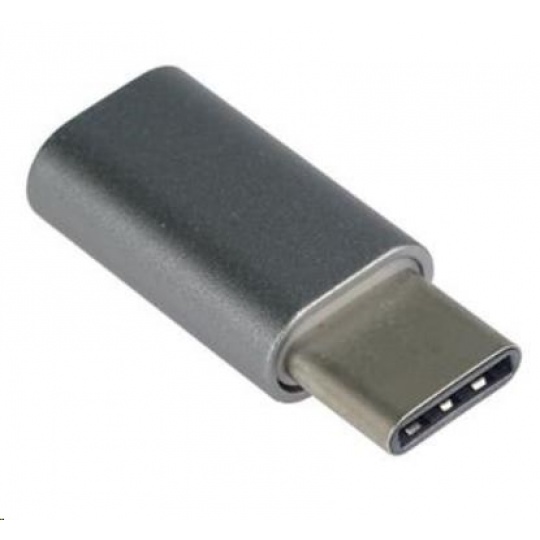 PREMIUMCORD Adaptér USB 3.1 C/male - USB 2.0 Micro-B/female, kovově šedý