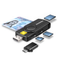 AXAGON CRE-SMP2A, USB-A PocketReader 4-slot čtečka Smart card (eObčanka) + SD/microSD/SIM