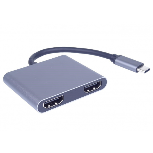 PremiumCord MST adapter USB-C na 2x HDMI, USB3.0, PD, rozlišení 4K a FULL HD 1080p