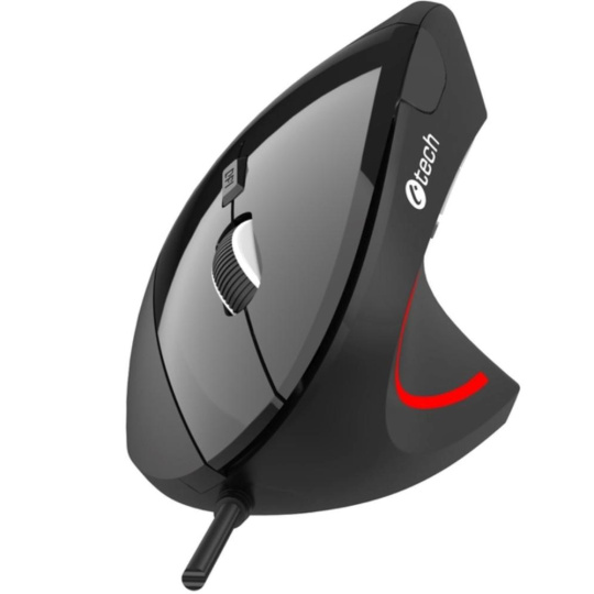BAZAR - C-TECH myš VEM-09C, vertikální, 6 tlačítek, černá, USB, poškozený obal