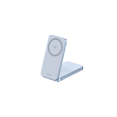 UGREEN magnetická bezdrátová nabíječka 2v1 MagFlow Qi2.2, 25W, MagSafe, stříbrná