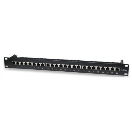 Intellinet Patch Panel, 19", Cat5e, 24-Port, FTP, 1U, Black