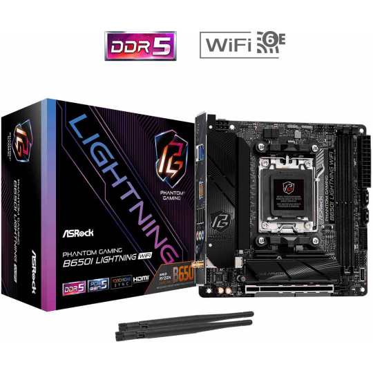 ASRock MB Sc AM5 B650I LIGHTNING WIFI, AMD B650, 2xDDR5, 1xHDMI, Mini-ITX