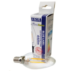 Tesla - LED žárovka CRYSTAL RETRO svíčka E14, 4W, 230V, 440lm, 15 000h, 2700K teplá bílá, 360°čirá Tesla - LED žárovka CRYSTAL RETRO svíčka E14, 4W, 230V, 440lm, 15 000h, 2700K teplá bílá, 360°čirá