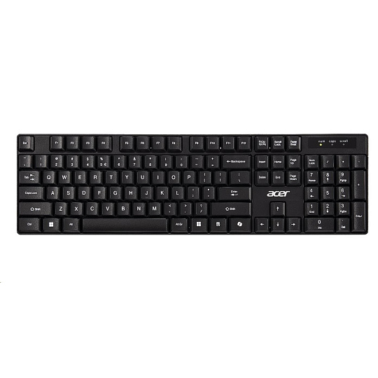 ACER Wireless klávesnice 2,4GHz RF, AKR110, dosah až 10 m, membránové klávesy, životnost až 5 mil. úhozů, voděodolná ACER Wireless klávesnice 2,4GHz RF, AKR110, dosah až 10 m, membránové klávesy, životnost až 5 mil. úhozů, voděodolná