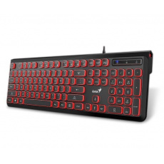 GENIUS klávesnice Slimstar 260, USB, CZ+SK layout, černo-červená