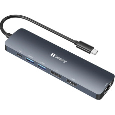 Sandberg dokovací stanice, USB-C, 8 různých konektorů, podpora 8K, PD 100 W Sandberg dokovací stanice, USB-C, 8 různých konektorů, podpora 8K, PD 100 W