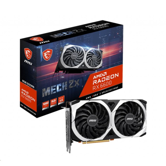 BAZAR - MSI VGA AMD Radeon RX 6600 MECH 2X 8G, RX 6600, 8GB GDDR6, 3xDP, 1xHDMI - Po opravě (Bez příšlušenství)