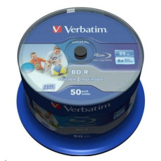 VERBATIM BD-R SL Datalife (25-pack)Blu-Ray/Spindle/6x/25GB WHITE BLUE SURFACE VERBATIM BD-R SL Datalife (25-pack)Blu-Ray/Spindle/6x/25GB WHITE BLUE SURFACE