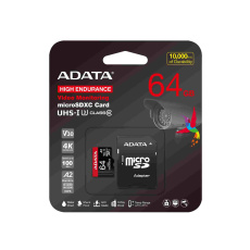 ADATA MicroSDXC karta 64GB High Endurance UHS-I C10 V30 A2 (R:100/W:80 MB/s) + SD adaptér