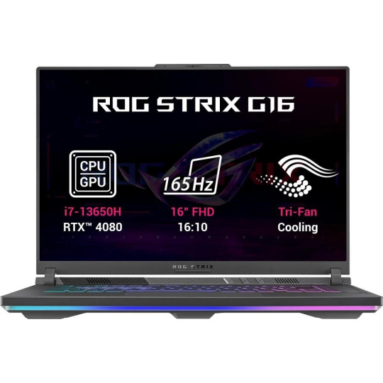 ASUS NTB ROG Strix G16 (G614JZ-N3001W), i7-13650HX, 16" 1920 x 1200, 16GB, 512GB SSD, RTX 4080, W11 Home, Gray